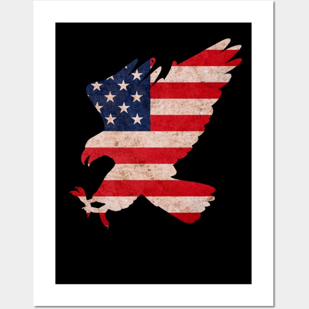 USA American Eagle Vintage Retro USA 4th July Wall Art by CoolFuture